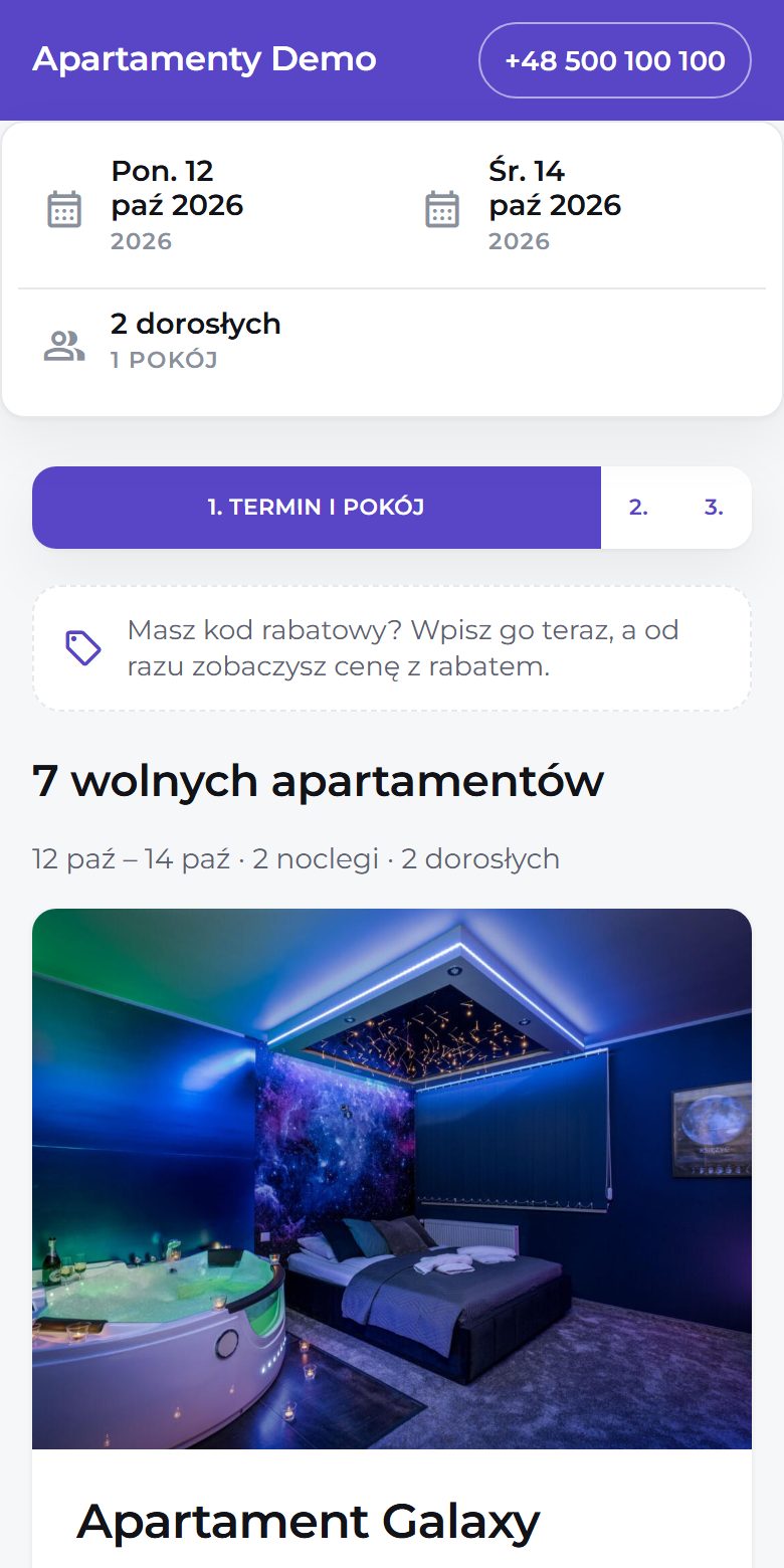 Silnik rezerwacji Noclo na telefonie: Apartament Galaxy ze zdjęciem i ceną za pobyt Silnik rezerwacji Noclo na telefonie: Apartament Galaxy ze zdjęciem i ceną za pobyt
